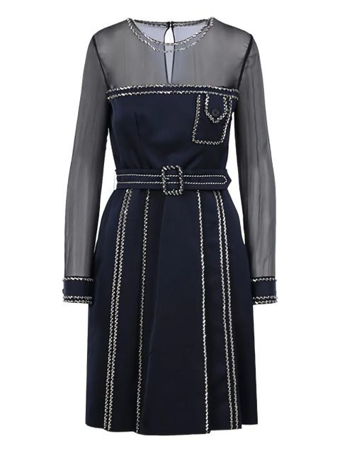 Prada crystal-embellished chiffon minidress - Blue - zdjęcie produktu nr 1