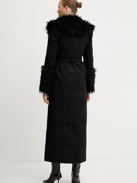 Versace Jeans Couture płaszcz z domieszką wełny kolor czarny 79HAT413 N0539