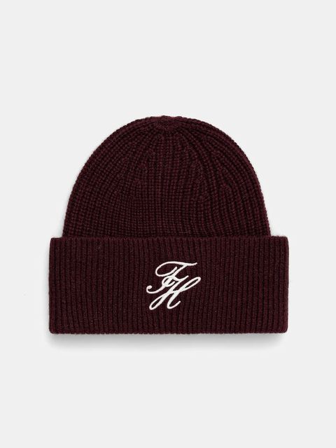 Tommy Hilfiger czapka wełniana kolor bordowy AW0AW18515 - zdjęcie produktu nr 1