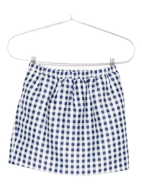 Self-Portrait gingham pleated skirt - Blue