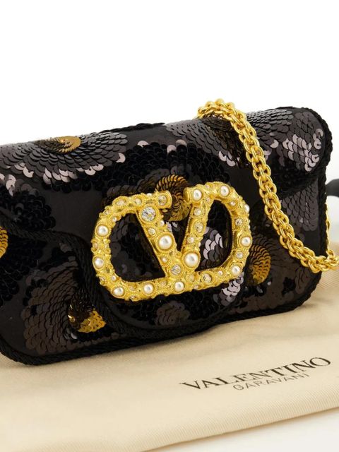 Valentino Garavani small Locò sequinned shoulder bag - Black