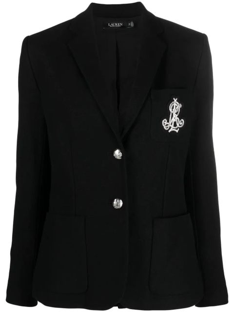 Lauren Ralph Lauren embroidered-logo single-breasted blazer - Black - zdjęcie produktu nr 1