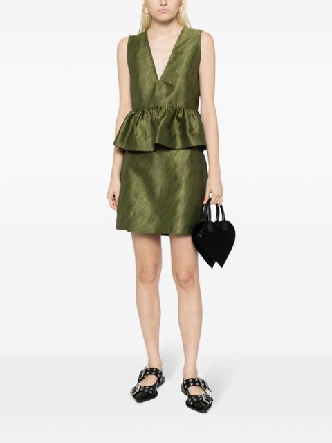 GANNI jacquard satin miniskirt - Green