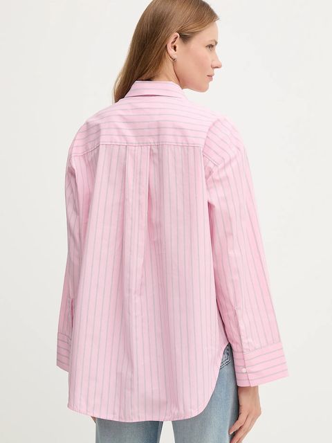 Tommy Hilfiger koszula bawełniana damska kolor różowy relaxed z kołnierzykiem klasycznym WW0WW45892