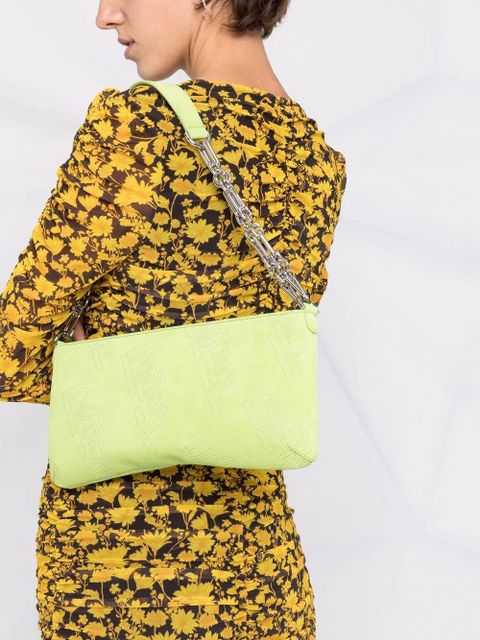 BY FAR Holly perforated-logo shoulder bag - Green