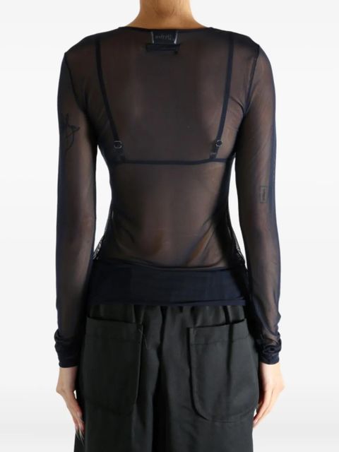 Jean Paul Gaultier sequin-embellished mesh top - Blue