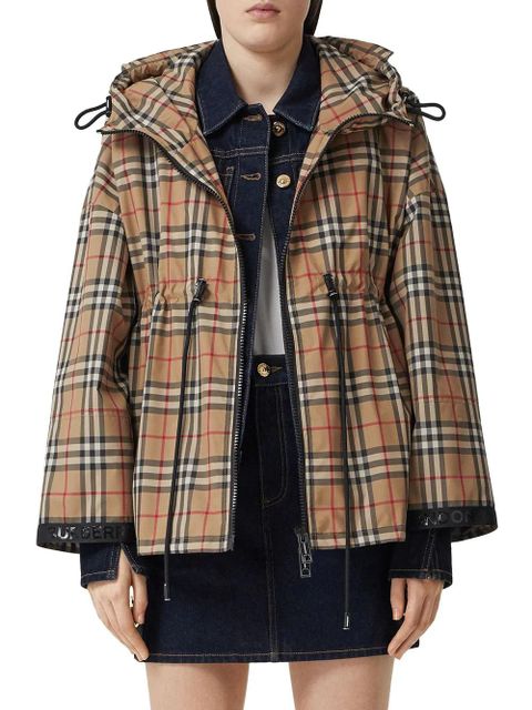 Burberry logo tape Vintage Check hooded jacket - Neutrals