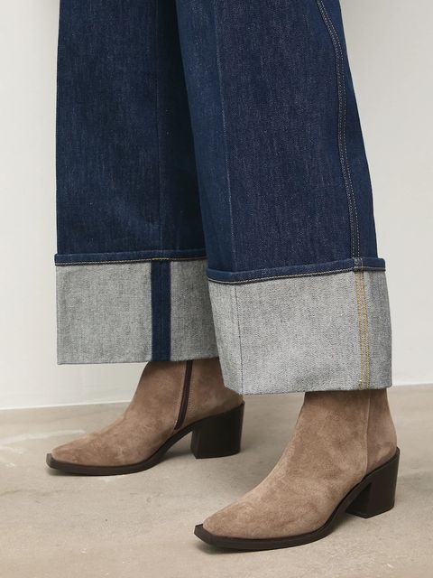 Answear.LAB botki zamszowe kolor beżowy na słupku lekko ocieplone - zdjęcie produktu nr 1