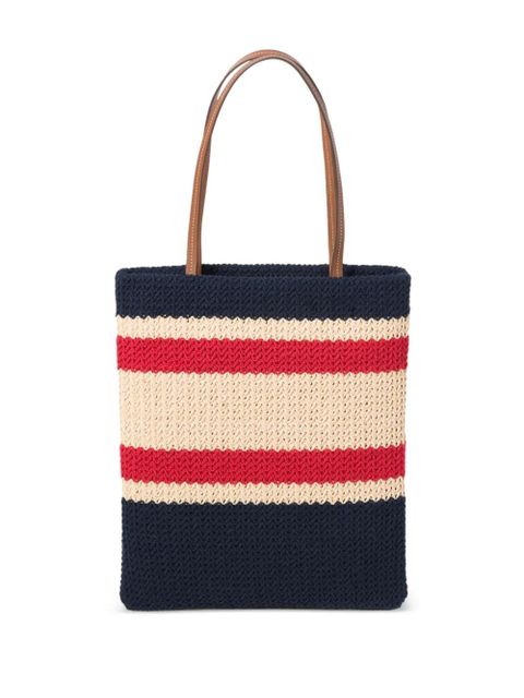 Miu Miu striped crochet tote bag - Neutrals