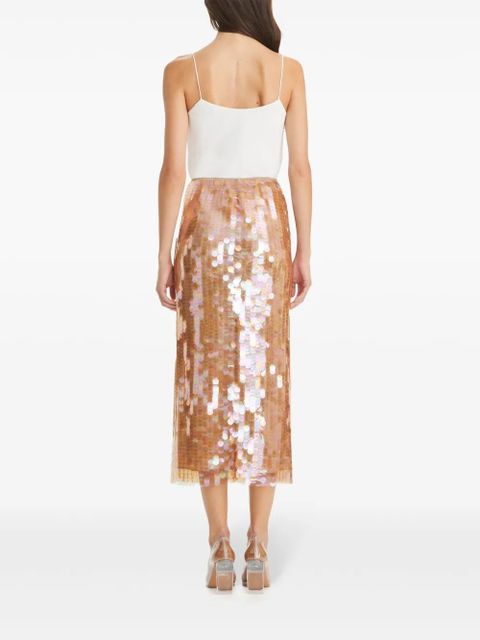 Tory Burch high-waisted sequin-embellished midi skirt - Neutrals