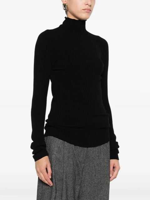 SOLOTRE roll-neck ribbed sweater - Black