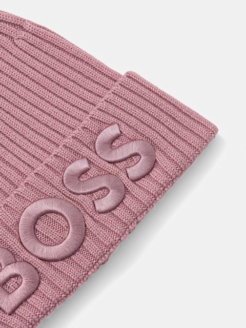 BOSS czapka wełniana kolor różowy 50497815