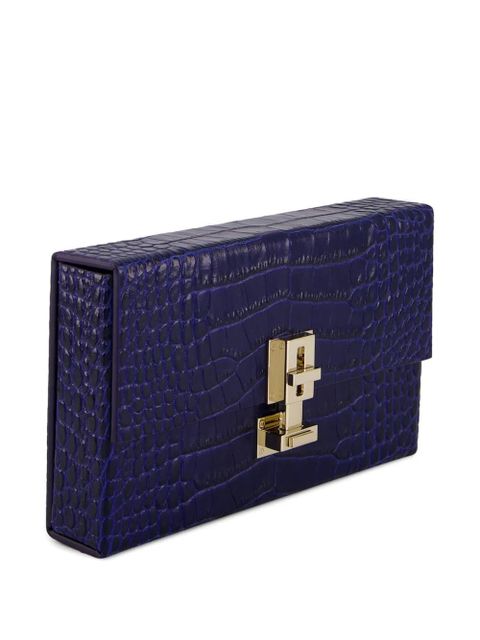 TOM FORD crocodile-effect leather clutch - Blue