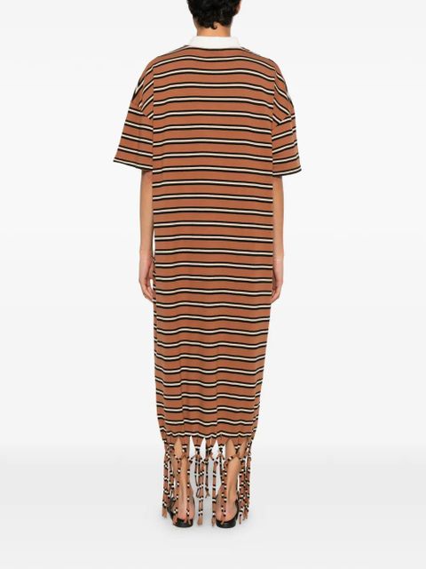 Nanushka Farid fringed striped midi dress - Brown