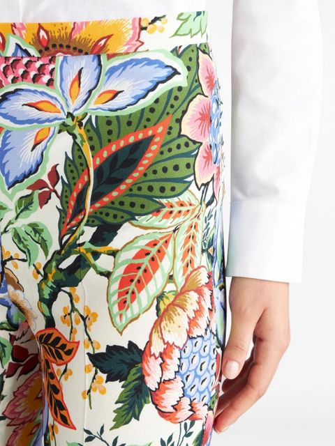 ETRO floral-print straight-leg trousers - White