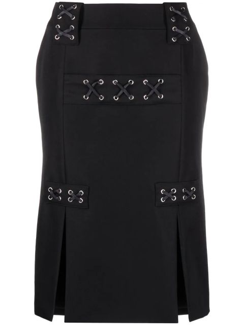 Alessandra Rich lattice-embellished midi skirt - Black - zdjęcie produktu nr 1