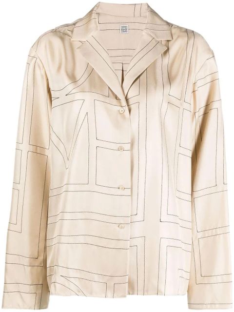 TOTEME monogram silk blouse - Neutrals - zdjęcie produktu nr 2