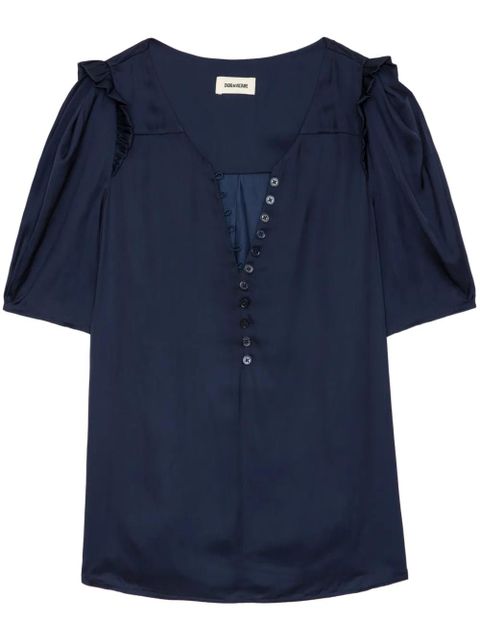 Zadig&Voltaire puff-sleeve satin top - Blue - zdjęcie produktu nr 1