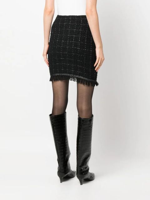 PINKO Girino basket-weave fringed miniskirt - Black