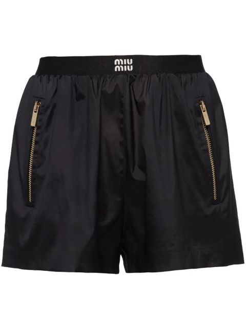 Miu Miu logo waistband track shorts - Black