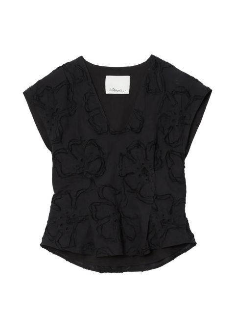 3.1 Phillip Lim floral V-neck blouse - Black - zdjęcie produktu nr 1