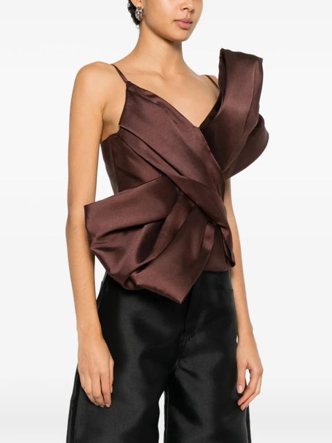 Marques'Almeida bow satin top - Brown
