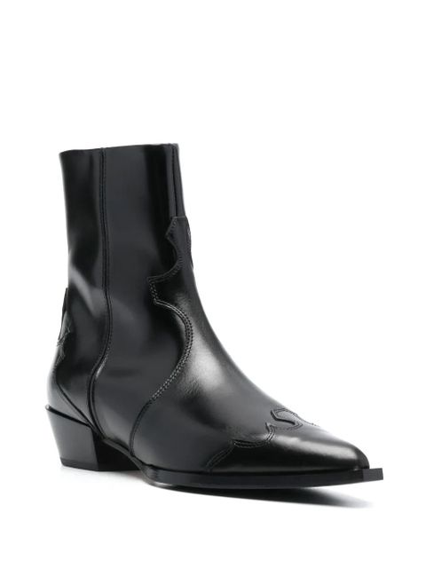 Aeyde Alby 30mm pointed-toe leather boots - Black - zdjęcie produktu nr 2