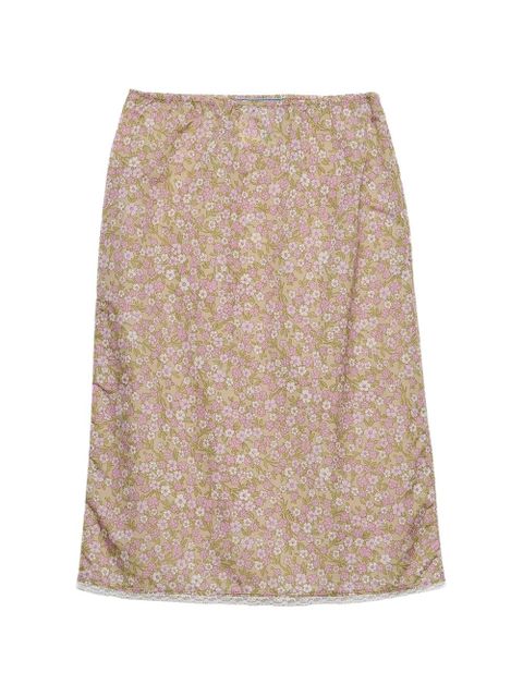 Prada floral-print Re-Nylon midi-skirt - Pink - zdjęcie produktu nr 1