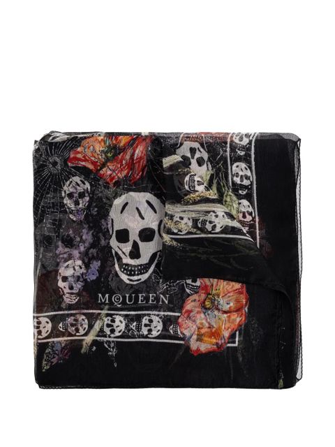 Alexander McQueen floral-pattern scarf - Black - zdjęcie produktu nr 1