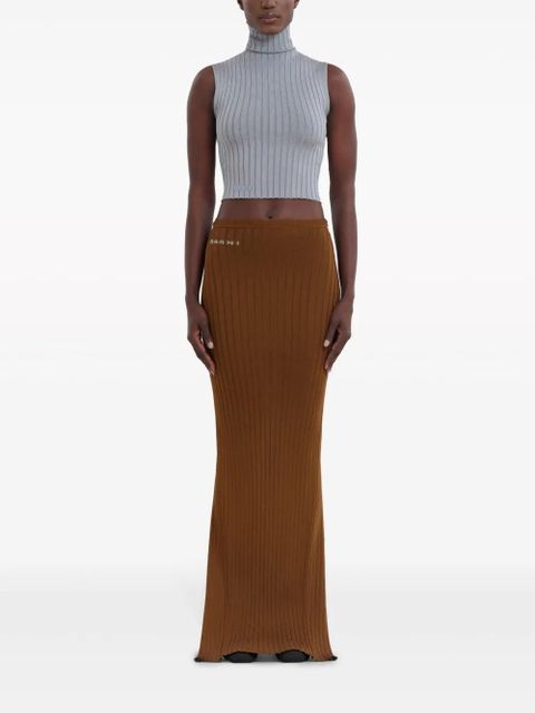 Marni logo-jacquard ribbed skirt - Brown - zdjęcie produktu nr 2