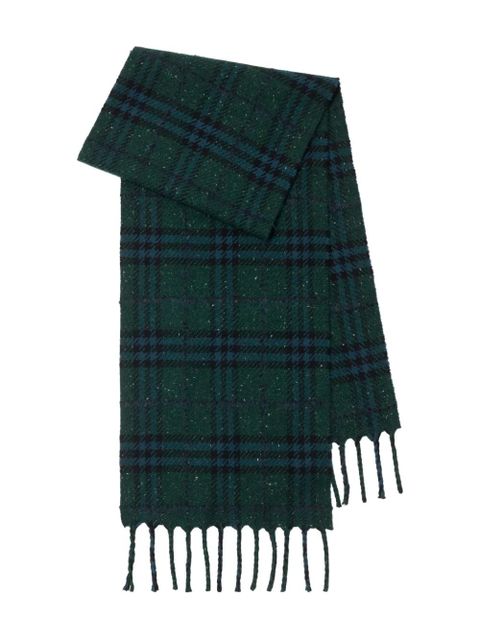 Burberry Check-pattern fringed scarf - Green - zdjęcie produktu nr 1