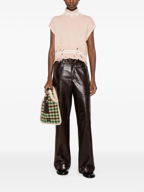 Marni high-neck frayed knitted top - Pink - zdjęcie produktu nr 2