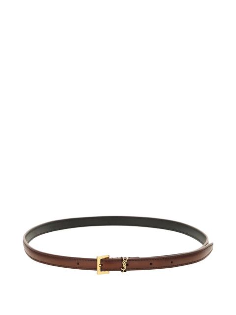 Saint Laurent Cassandre aged-effect leather buckle belt - Brown - zdjęcie produktu nr 1