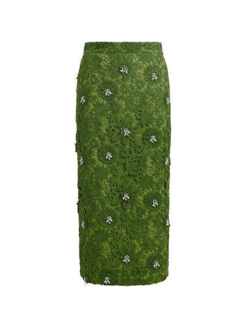 Essentiel Antwerp floral lace rhinestone midi skirt - Green - zdjęcie produktu nr 1