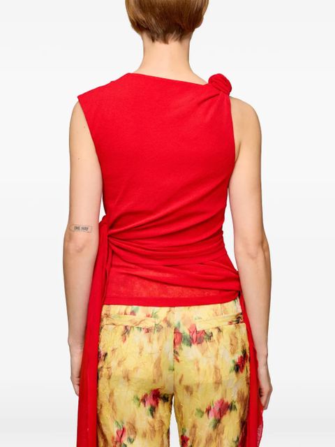 GANNI knot-detail asymmetric tank top - Red