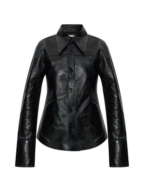 AMI Paris panelled leather shirt - Black - zdjęcie produktu nr 1