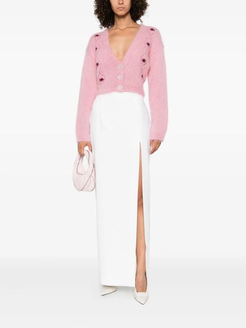 Alessandra Rich rose-embroidered button cardigan - Pink