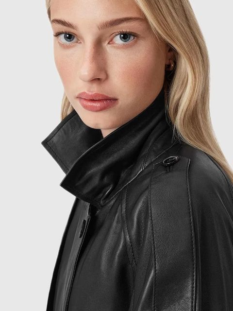 AllSaints płaszcz skórzany REED kolor czarny W004LD - zdjęcie produktu nr 2