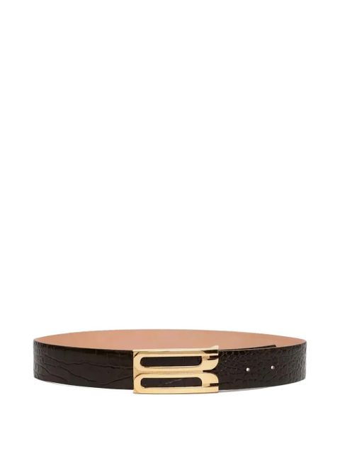 Victoria Beckham crocodile-effect logo-plaque belt - Brown - zdjęcie produktu nr 1