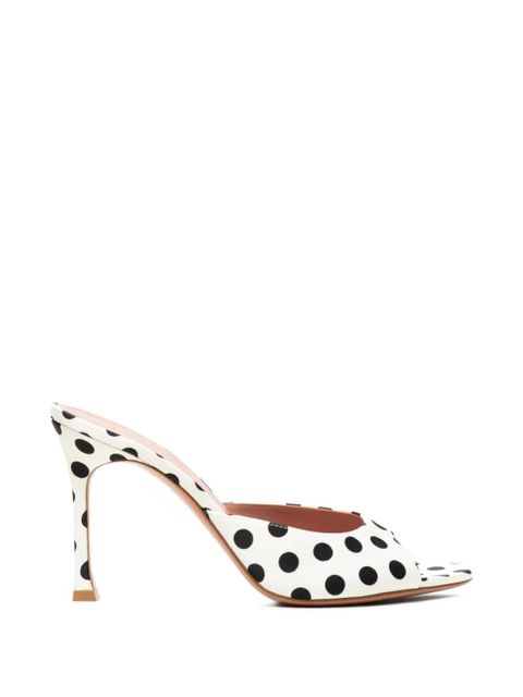 Amina Muaddi Alexa polka-dot satin mules - White - zdjęcie produktu nr 1