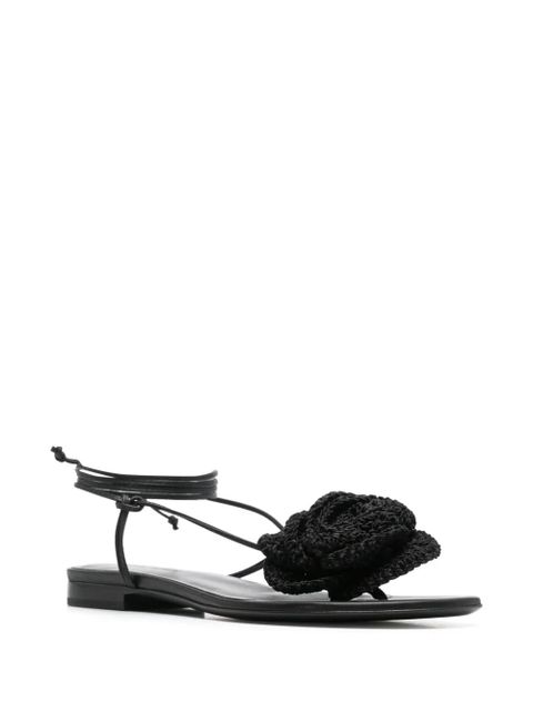 Magda Butrym crochet-floral-appliqué sandals - Black