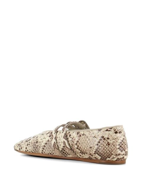 Le Monde Beryl Classic Claudia buckled snake-effect ballet flats - Neutrals