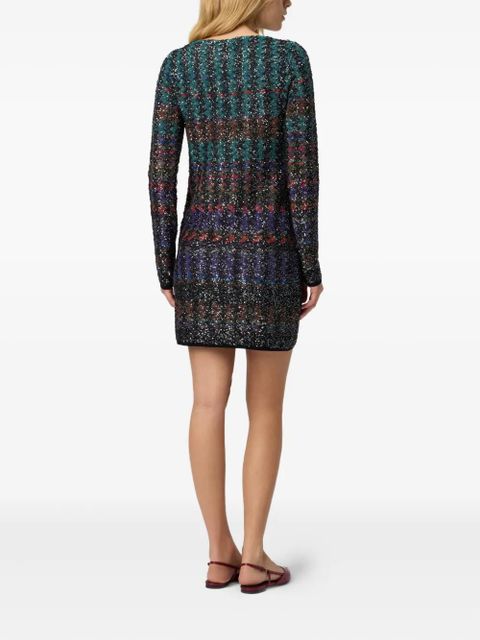 Missoni sequin-embellished patterned mini dress - Blue