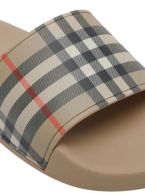 Burberry check round-toe slides - Neutrals