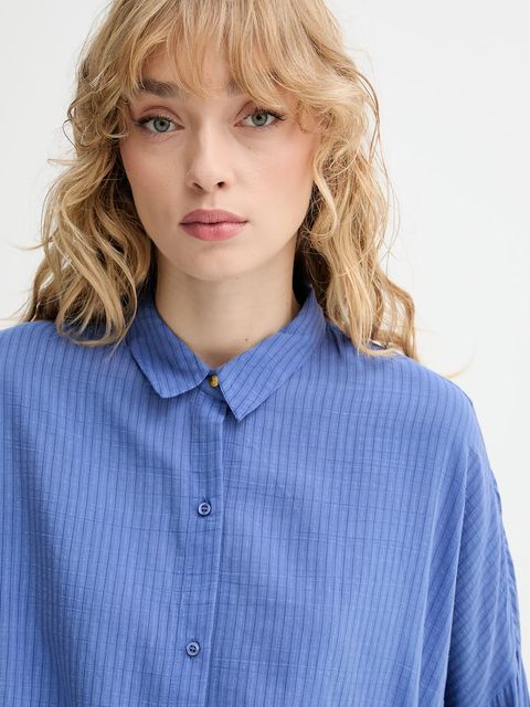 Sessun koszula damska kolor niebieski relaxed z kołnierzykiem klasycznym 25110036