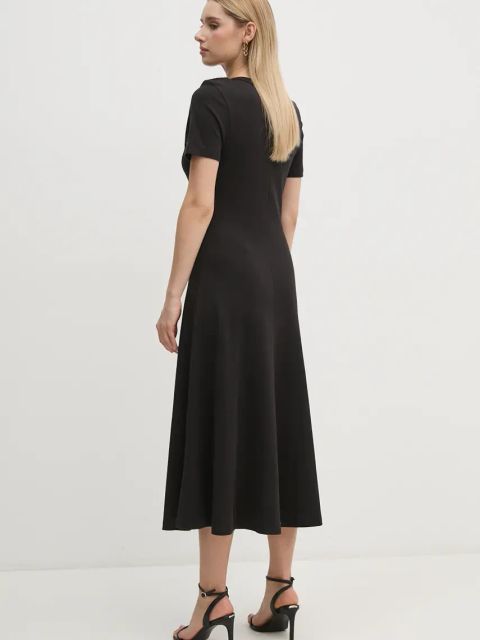 Tommy Hilfiger sukienka bawełniana kolor czarny midi rozkloszowana WW0WW42917