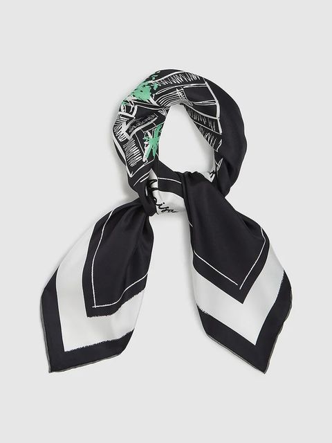 Karl Lagerfeld chusta jedwabna K/SKETCH damska kolor czarny wzorzysta A4W33115 - zdjęcie produktu nr 2