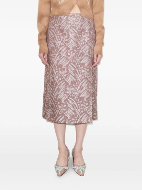 Tory Burch silk jacquard skirt - Pink