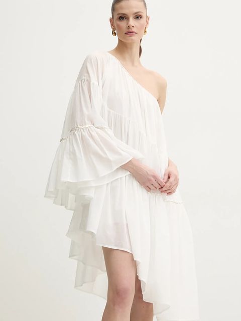 Simona Corsellini sukienka bawełniana kolor biały midi oversize P25CPAB045 - zdjęcie produktu nr 1