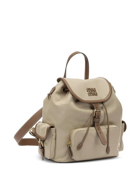 Miu Miu logo-appliqué backpack - Neutrals